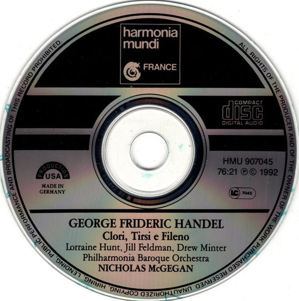 Handel*, Lorraine Hunt, Nicholas McGegan : Clori, Tirsi e Fileno (CD)