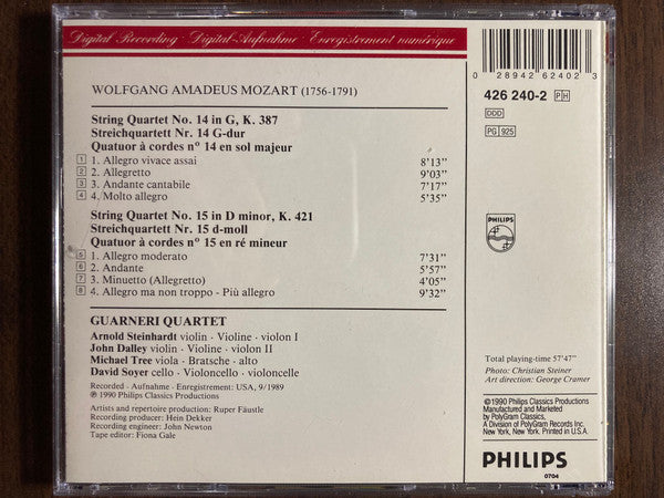 Wolfgang Amadeus Mozart, Guarneri Quartet : String Quartets = Streichquartette KV 387 & KV 421 (CD)