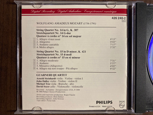 Wolfgang Amadeus Mozart, Guarneri Quartet : String Quartets = Streichquartette KV 387 & KV 421 (CD)