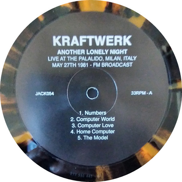 Kraftwerk – Another Lonely Night - Live At The Palalido, Milan, Italy, May 27th 1981 - FM Broadcast (Vinyl, LP, Album, Limited, Unofficial, Orange & Black)