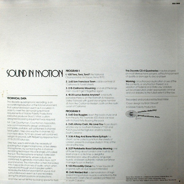 Brad Miller : Sound In Motion (LP, Album, Quad)