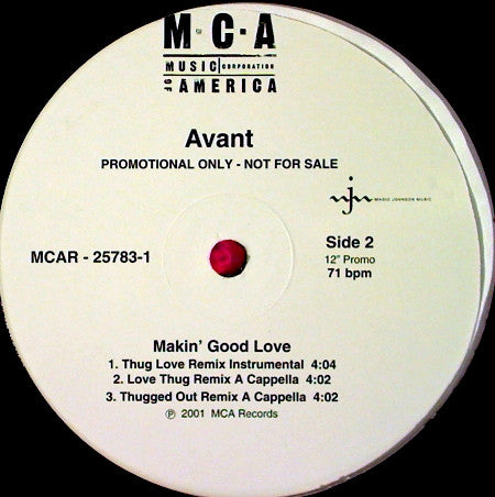 Avant (2) Featuring Bone Thugs N' Harmony* : Makin' Good Love (Thug Love Remixxx) (12", Promo)