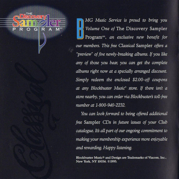 Various : Discovery Sampler Volume One - Classical (CD, Comp, Promo, Smplr)