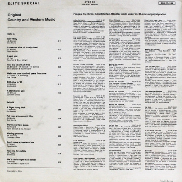 Various : Original Country And Western Music (LP, Comp)