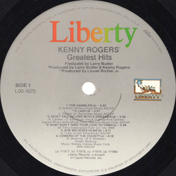 Kenny Rogers : Greatest Hits (LP, Comp, Jac)
