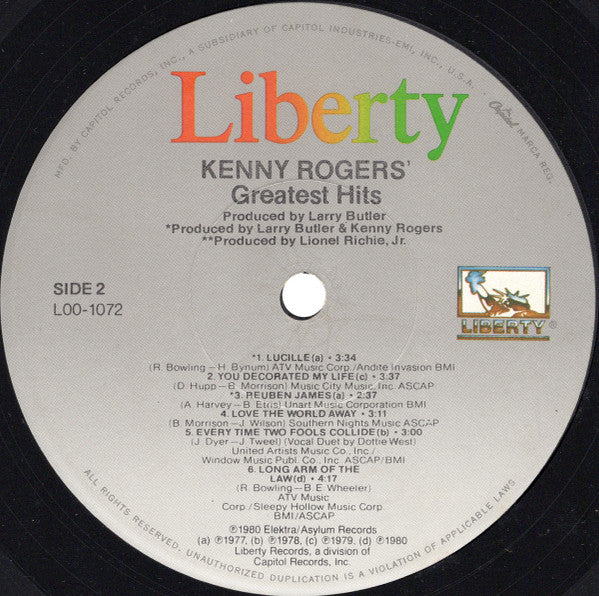 Kenny Rogers : Greatest Hits (LP, Comp, Jac)