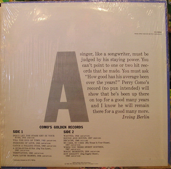 Perry Como : Como's Golden Records (LP, Comp, RE)