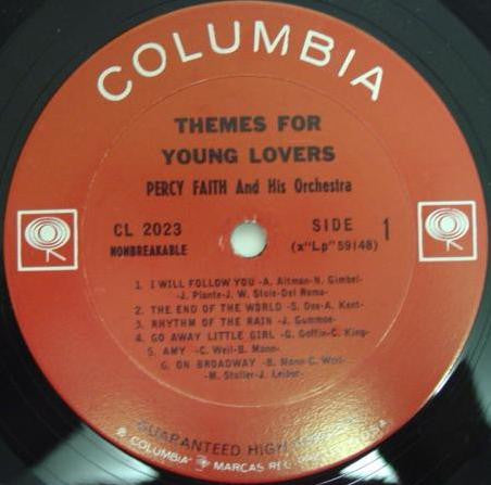 Percy Faith And His Orchestra* : Themes For Young Lovers (LP, Album, Mono)