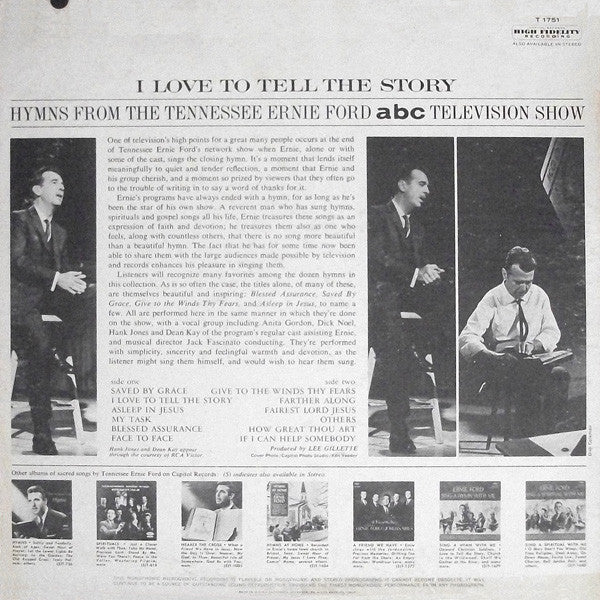 Tennessee Ernie Ford : I Love To Tell The Story:  Hymns From The Tennessee Ernie Ford ABC Television Show (LP, Album, Comp, Mono, Scr)