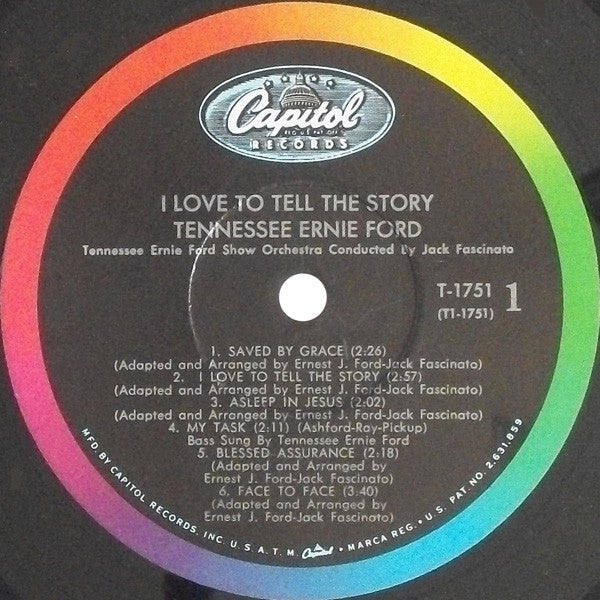 Tennessee Ernie Ford : I Love To Tell The Story:  Hymns From The Tennessee Ernie Ford ABC Television Show (LP, Album, Comp, Mono, Scr)