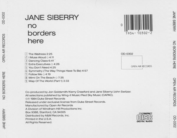 Jane Siberry : No Borders Here (CD, Album, RE)