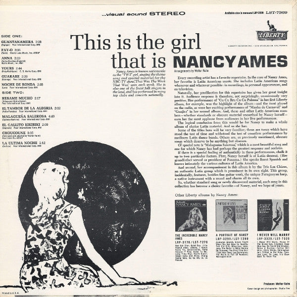 Nancy Ames : This Is The Girl That Is Nancy Ames (LP, Album)