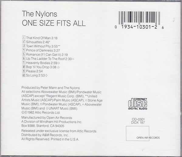 The Nylons : One Size Fits All (CD, Album, RP, Den)