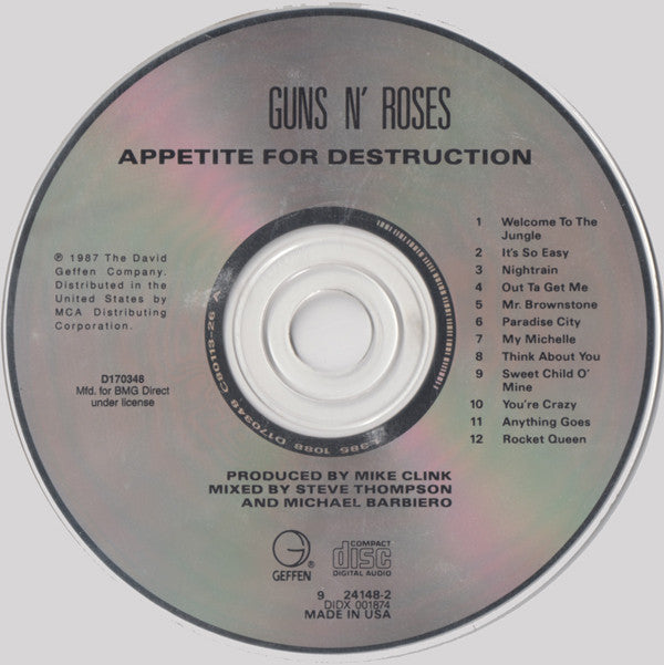 Guns N' Roses : Appetite For Destruction (CD, Album, Club, RE, RP)
