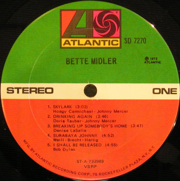 Bette Midler : Bette Midler (LP, Album, RP, Son)