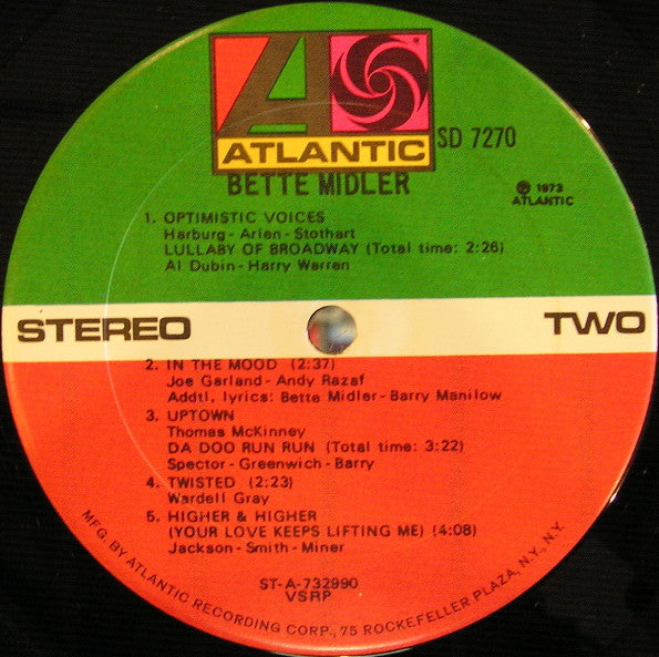 Bette Midler : Bette Midler (LP, Album, RP, Son)