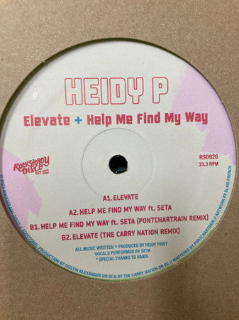 Heidy P : Elevate / Help Me Find My Way (12", EP)