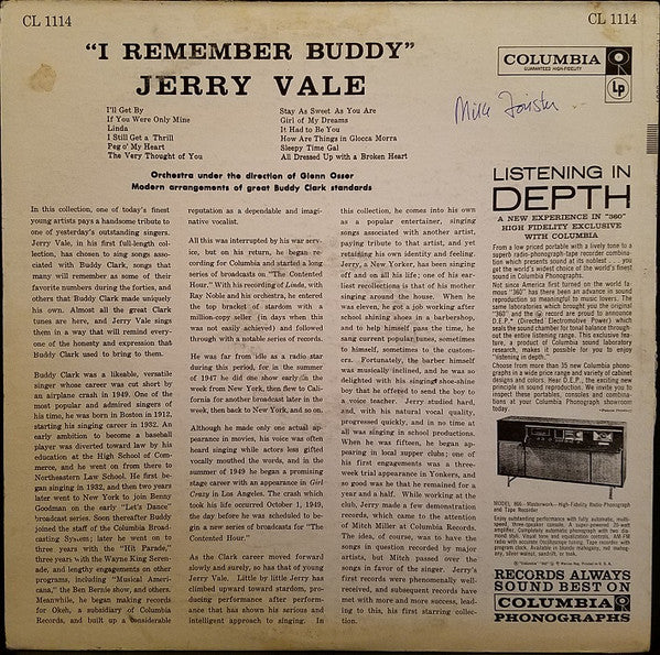 Jerry Vale : I Remember Buddy (LP, Album, Mono)