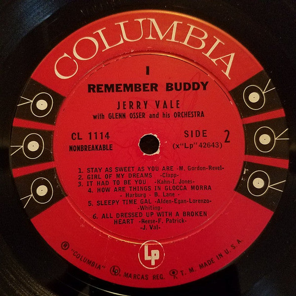 Jerry Vale : I Remember Buddy (LP, Album, Mono)