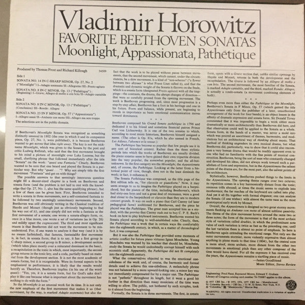 Beethoven* - Vladimir Horowitz : Favorite Beethoven Sonatas (LP, Album, Comp)