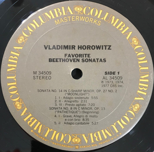 Beethoven* - Vladimir Horowitz : Favorite Beethoven Sonatas (LP, Album, Comp)