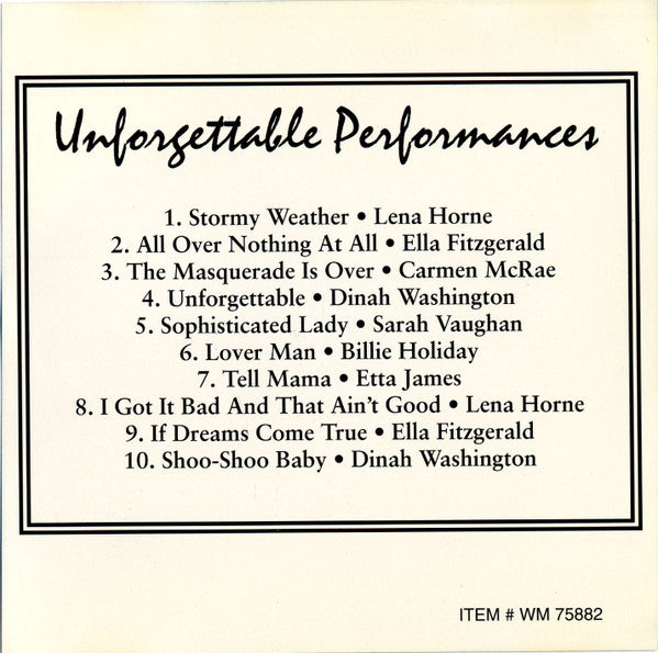 Various : Women In Music - Unforgettable Performances (CD, Comp, RE)
