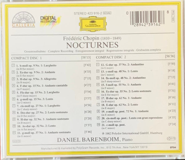 Frédéric Chopin, Daniel Barenboim : Nocturnes (2xCD, Album, RE)