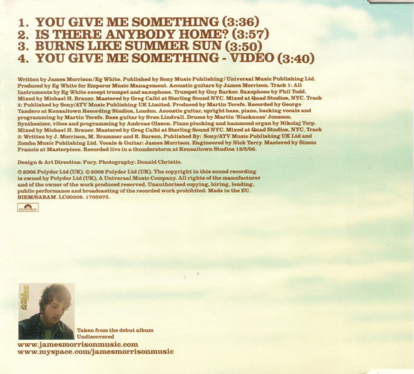 James Morrison (2) : You Give Me Something (CD, Maxi, Enh)