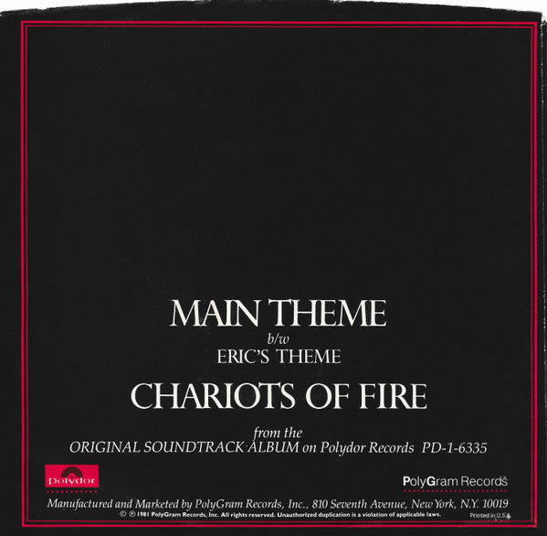 Vangelis : Chariots Of Fire - Titles (7", Single, 19 )