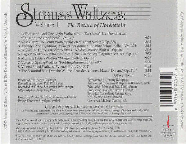 Jascha Horenstein : Strauss Waltzes: The Return Of Horenstein / Volume II (CD)