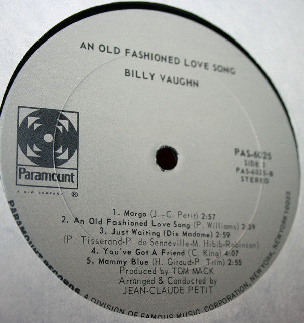 Billy Vaughn : An Old Fashioned Love Song (LP, Album)