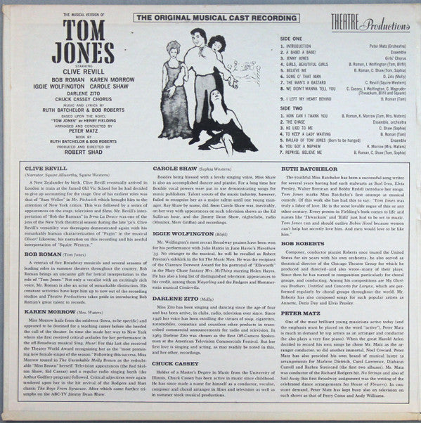 Original Musical Cast* : Tom Jones (LP, Gat)