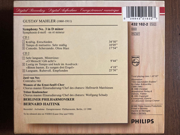 Mahler*, Jard Van Nes, Berliner Philharmoniker, Bernard Haitink : Symphony No. 3 (2xCD, Album, RE, PMD)