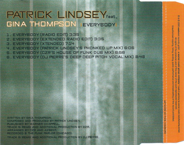 Patrick Lindsey Feat. Gina Thompson : Everybody (CD, Maxi)