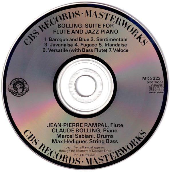 Jean-Pierre Rampal, Claude Bolling : Suite For Flute And Jazz Piano (CD, Album, RE)