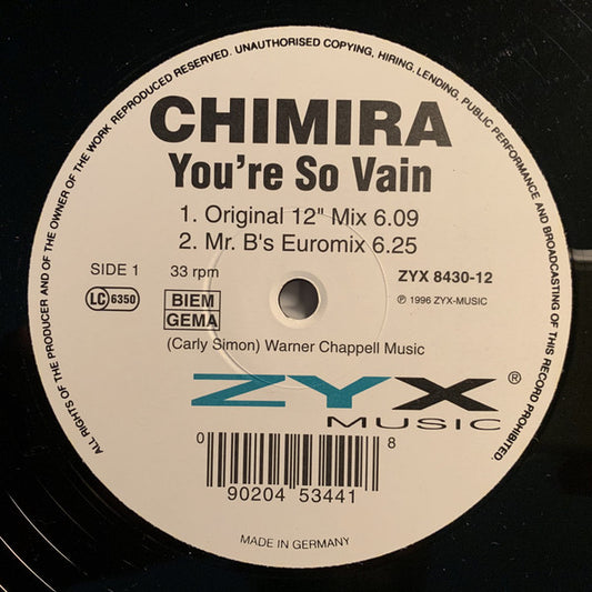 Shima* : You're So Vain (12", Maxi)