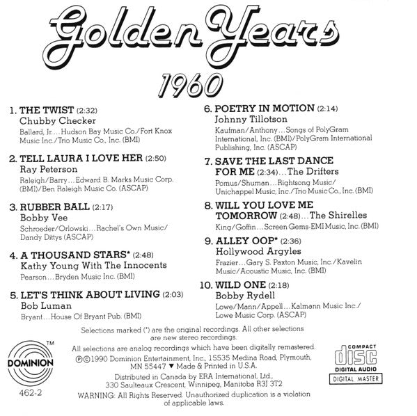 Various : Golden Years 1960 (CD, Comp)