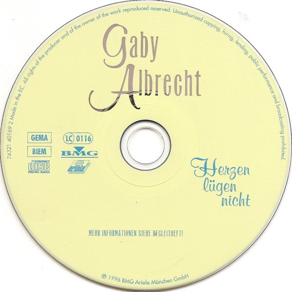 Gaby Albrecht : Herzen Lügen Nicht (CD, Album)