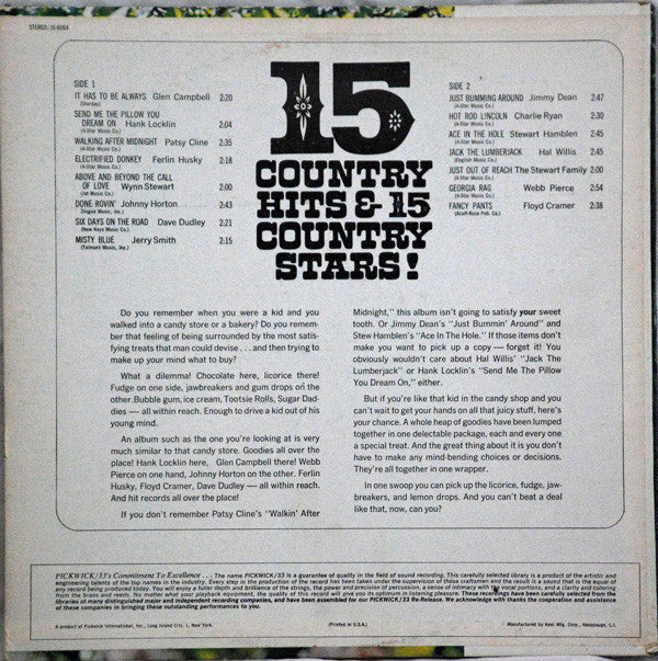 Various : 15 Country Hits & 15 Country Stars (LP, Comp)