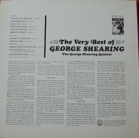 George Shearing : The Very Best Of George Shearing (LP, Comp)