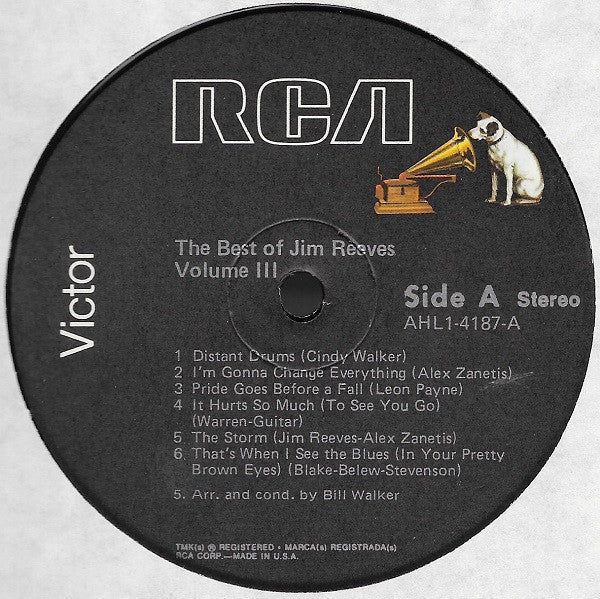 Jim Reeves : The Best Of Jim Reeves Volume III (LP, Comp, RE)