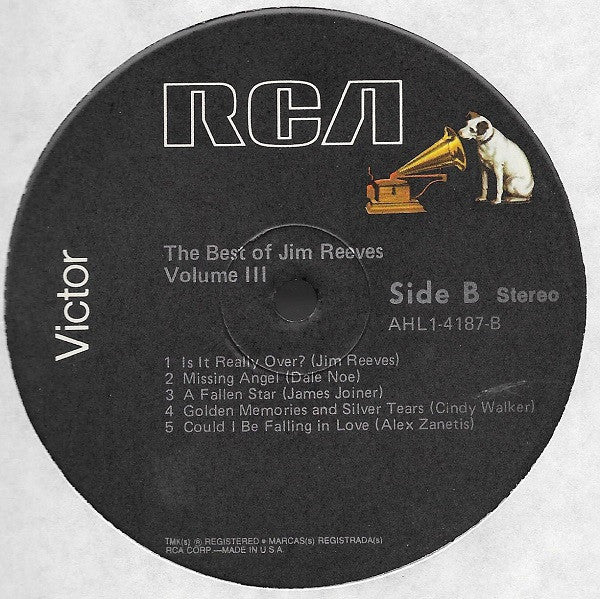 Jim Reeves : The Best Of Jim Reeves Volume III (LP, Comp, RE)