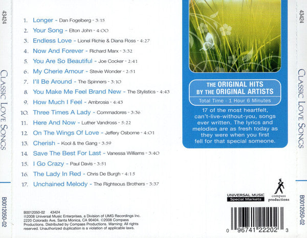 Various : Classic Love Songs (CD, Comp)