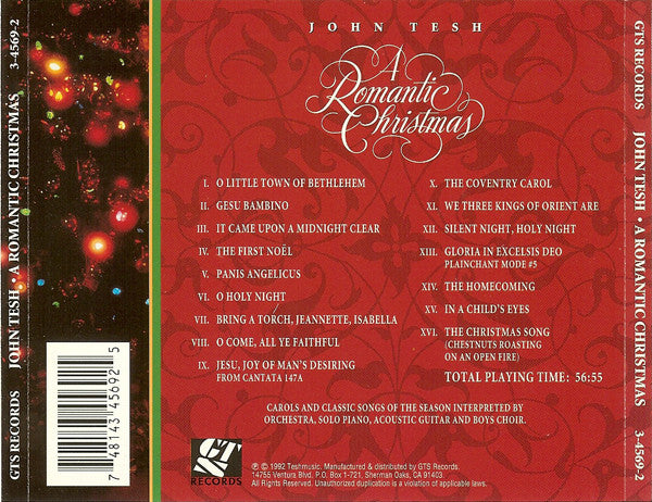 John Tesh : A Romantic Christmas (CD, Album)