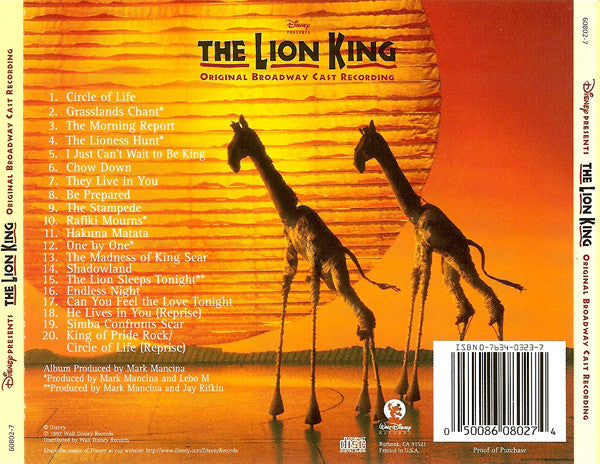 Various : The Lion King - Original Broadway Cast Recording (CD, Album)