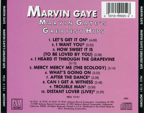 Marvin Gaye : Marvin Gaye's Greatest Hits (CD, Comp, Club)