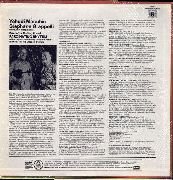 Yehudi Menuhin, Stéphane Grappelli : Fascinating Rhythm (Music Of The Thirties, Album 2) (LP, Quad, Jac)