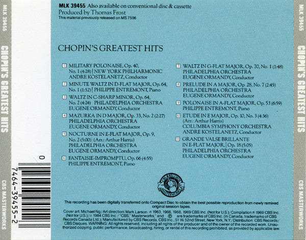 Chopin* : Chopin's Greatest Hits (CD, Comp, RE)