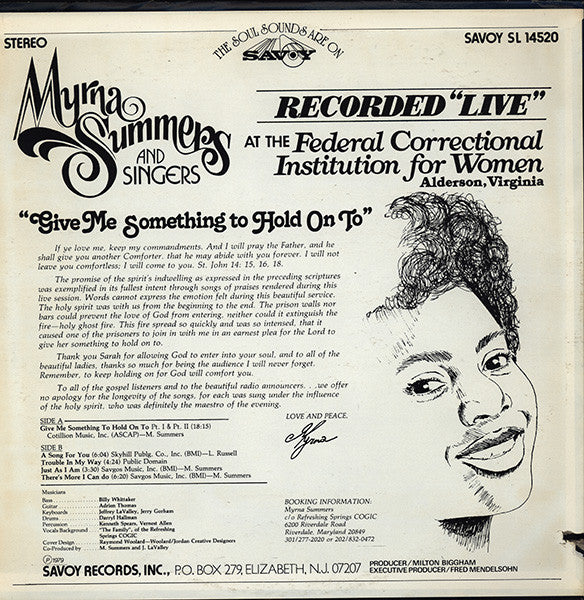 Myrna Summers And Singers* : Give Me Something To Hold On To (LP, Album)