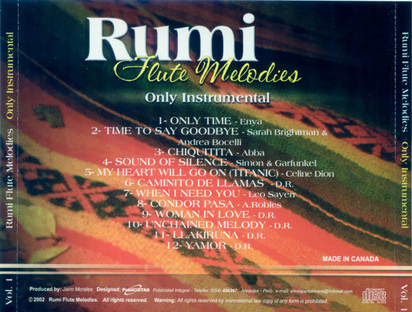 Rumi (8) : Flute Melodies Vol. 1 (CD, Album)